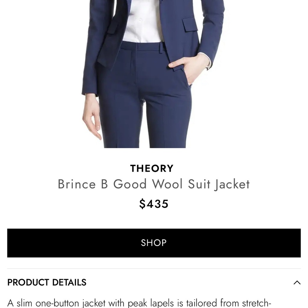 Theory Brince B Good Wool Suit Jacket in Navy Blue